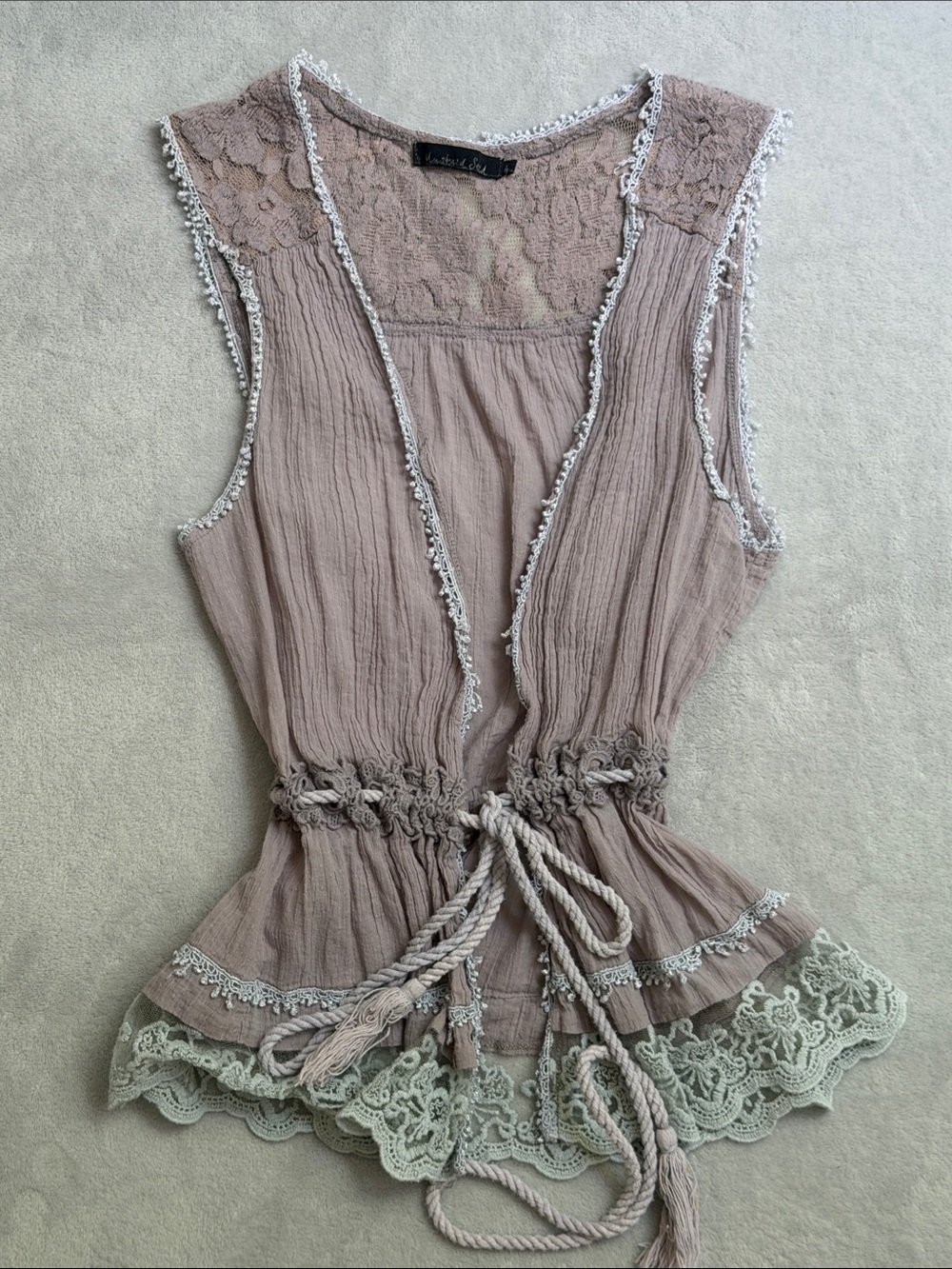 Mustard Seed Mauve Lace-Trim Sleeveless Tunic